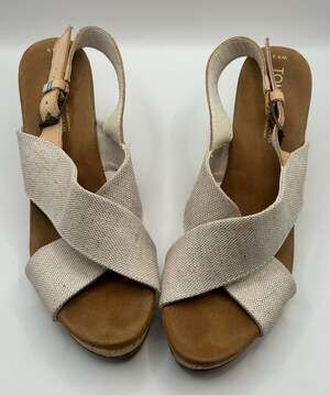 TOMS Women's Diana Woven Crisscross Platform Cork Wedge Sandals Size 9.5